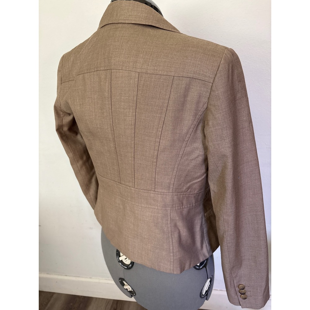 Nine West Blazer Womens 4 Tan Excellent Two Button Tailored Suit Jacket